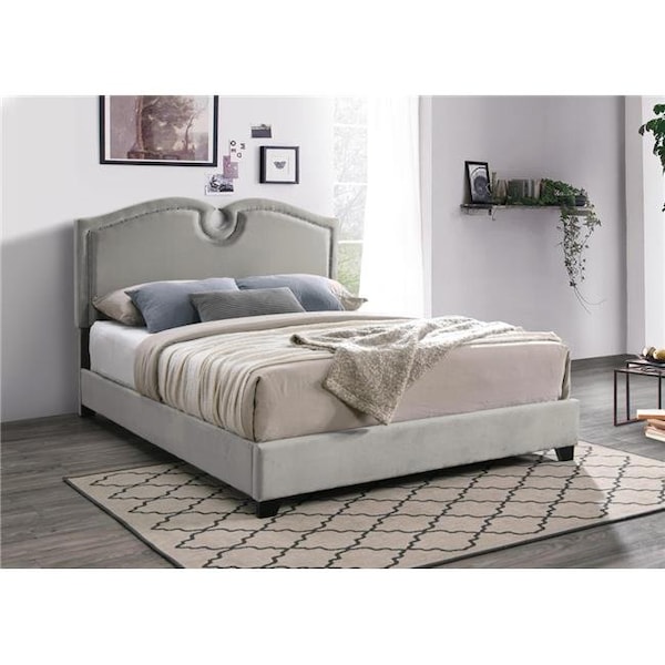 Myco Furniture KM8005-Q-CP 84 x 64 x 56 in. Kimberly Nailhead Queen Size Bed, Champagne KM8005-Q-CP - main